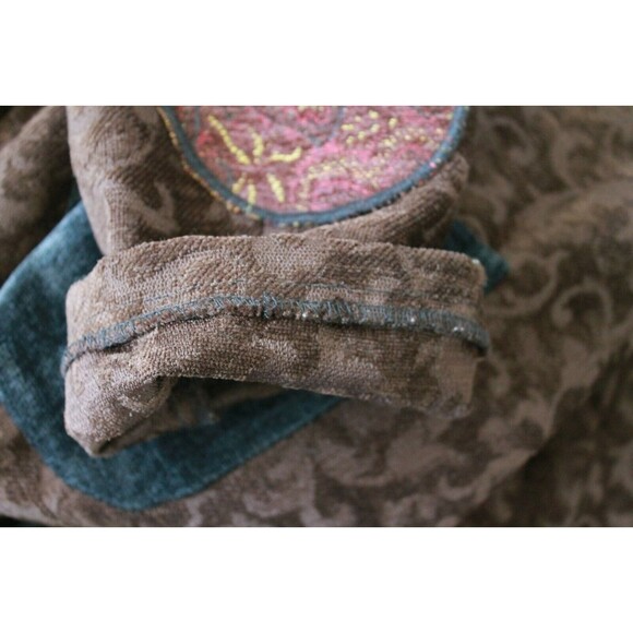 Dot & Vera Boho Brown Floral Full Length Coat Vintage 60s Elbow Patches Size L - Picture 7 of 9